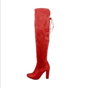 Over the knee corset lace boots